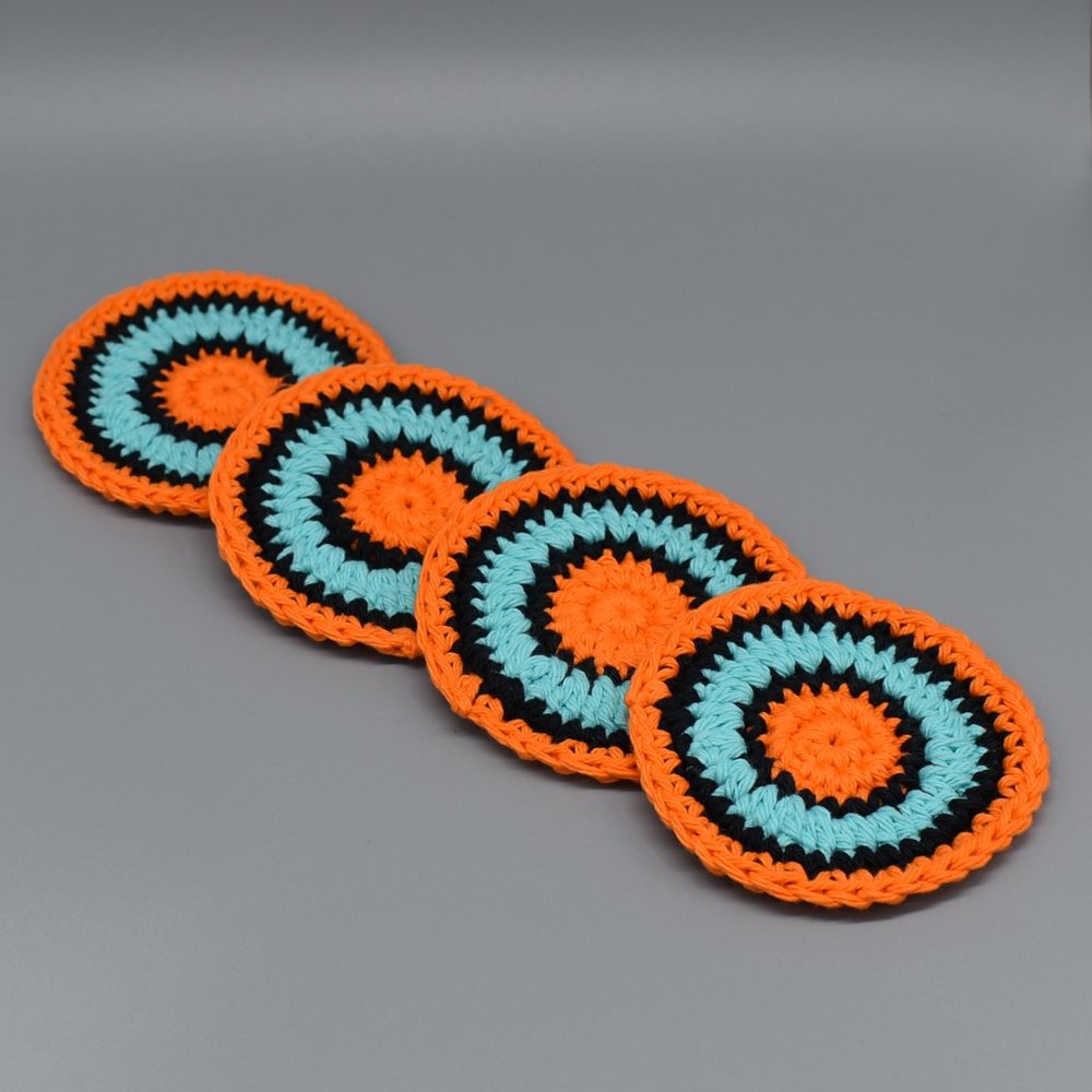 Hand Crafted Crochet Coasters set of four